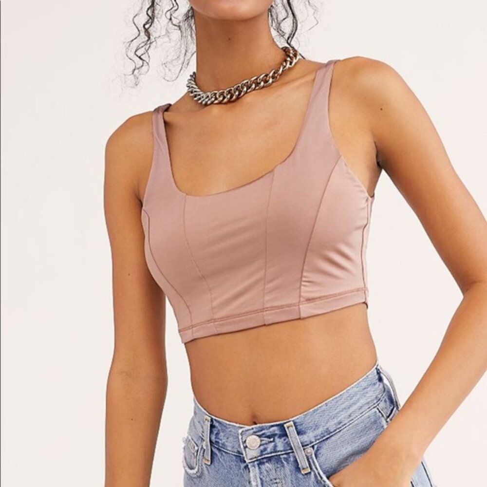 Free People Mauve Scoop Neck Cropped Tank